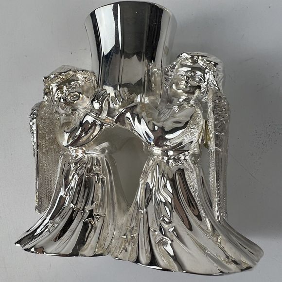 International Silver Co Angel Candle Holders Vtg Set /2 Christmas Centerpiece - Picture 9 of 15